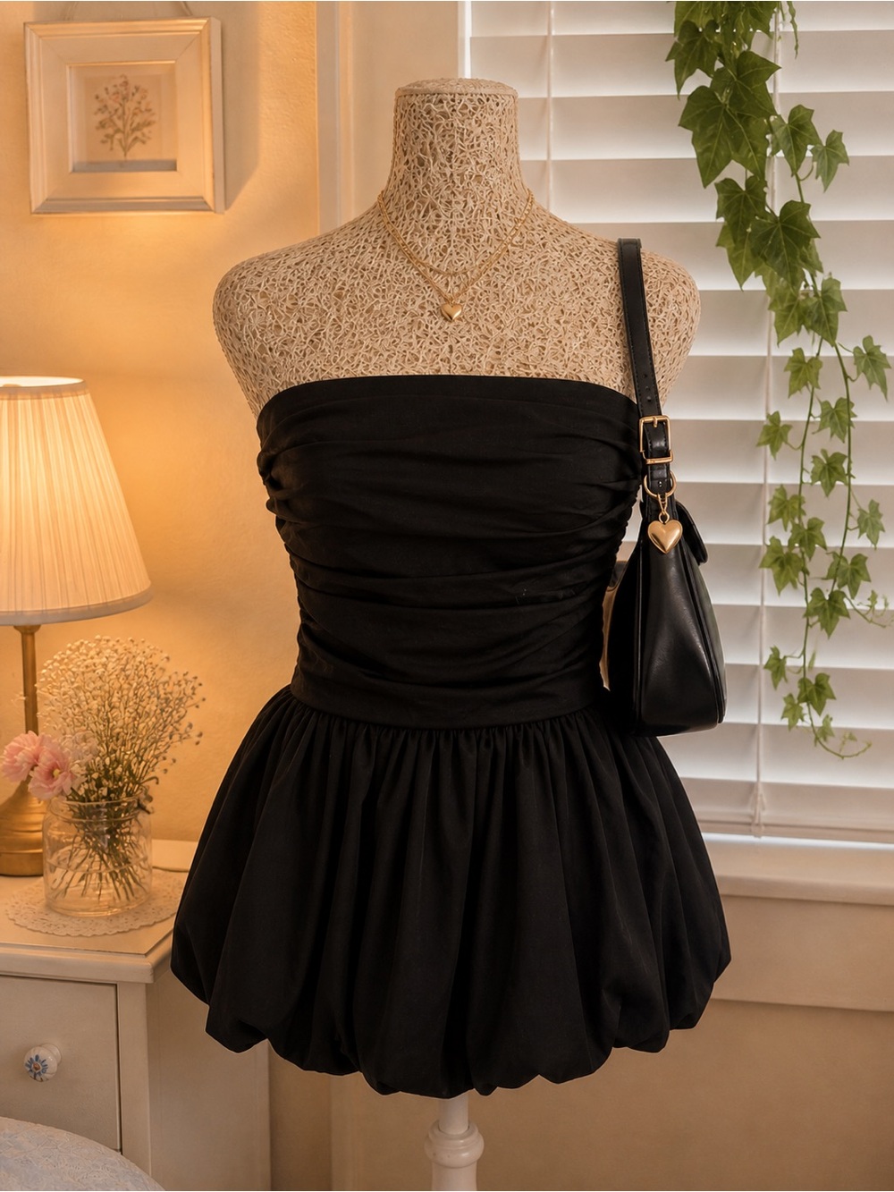 Strapless Black Bubble Top